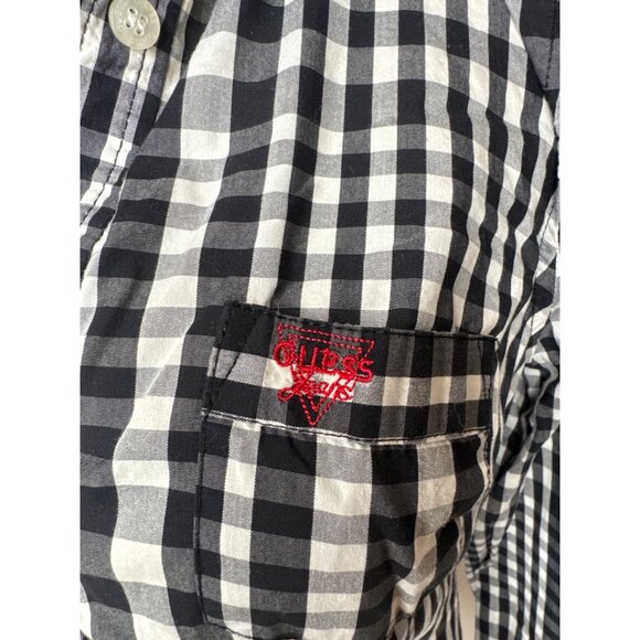 Guess Jeans Womens Black & White Gingham Long Sleeve Button-Up Shirt - Picture 3 of 10